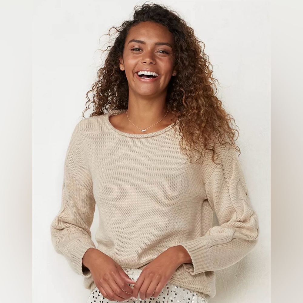 LC Lauren Conrad Cream Knit Sweater